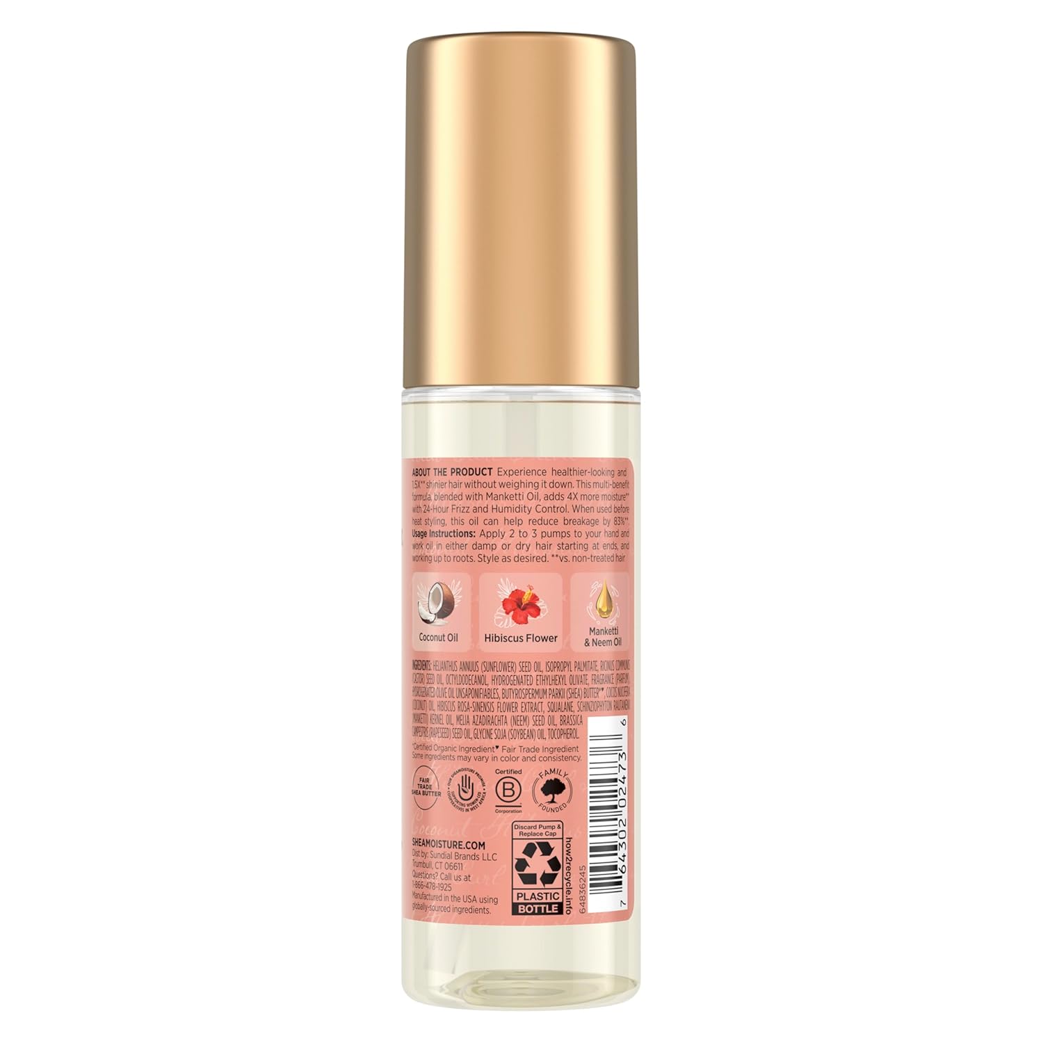 huile de coco et d'hibiscus doux et brillant